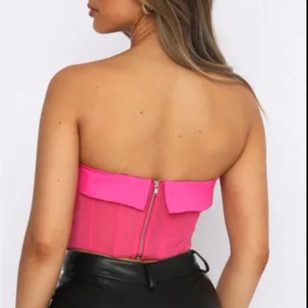 White fox bustier corset top